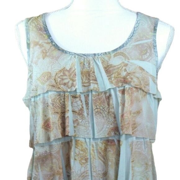 Chico's size 1 M mesh ruffle tank light green - Picture 2 of 3